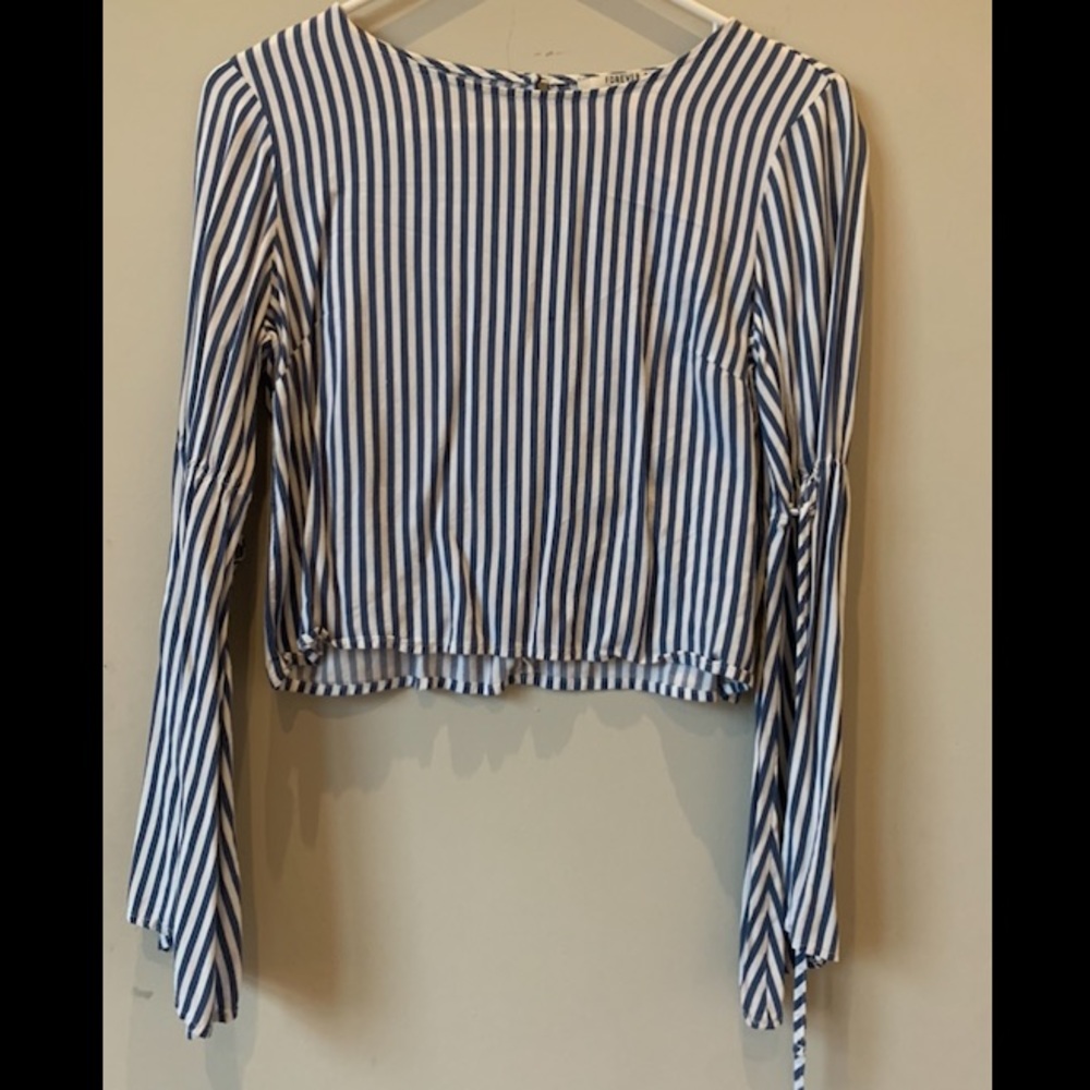Navy and White Striped Top